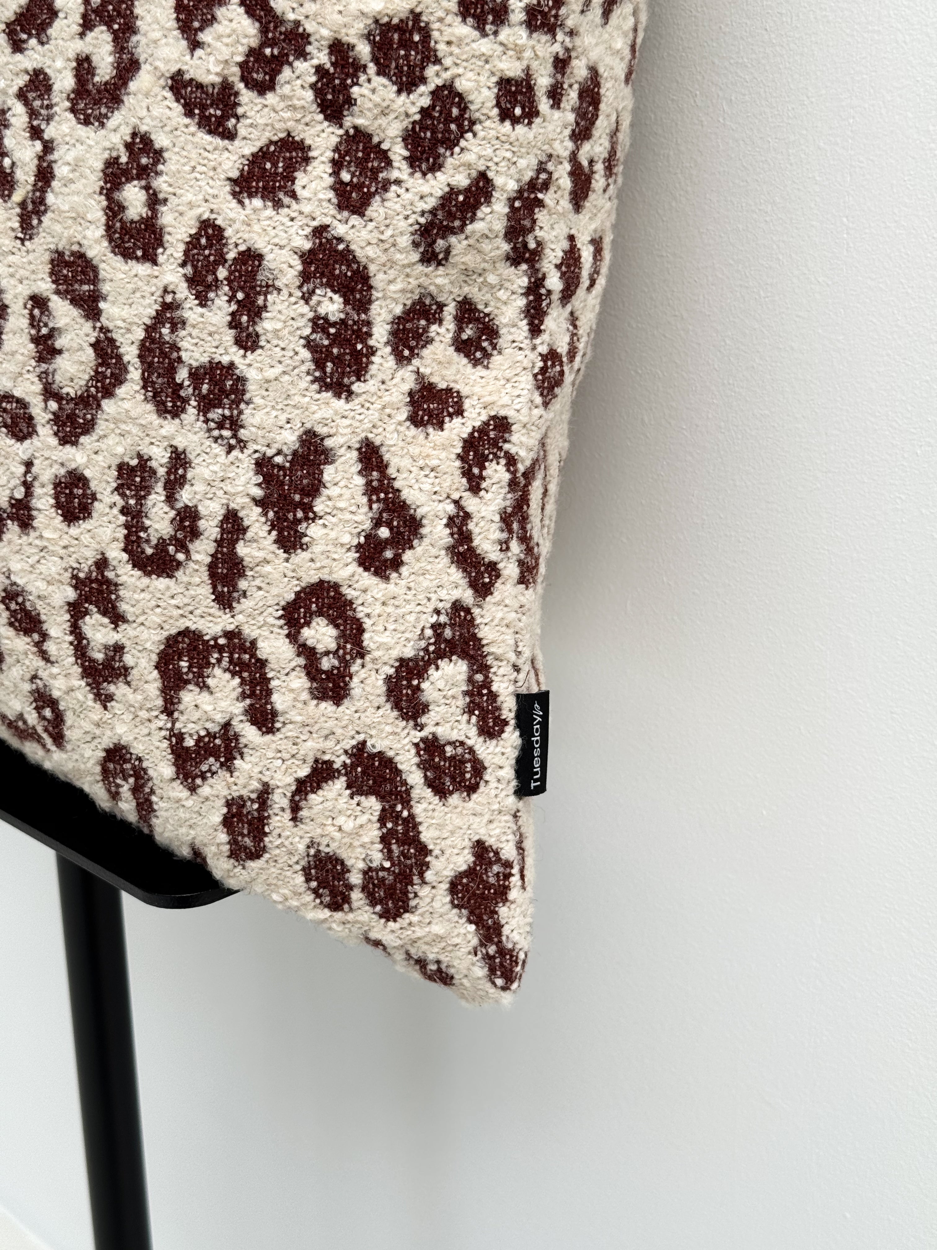 Organic Leopard Pillow - Dark Red 