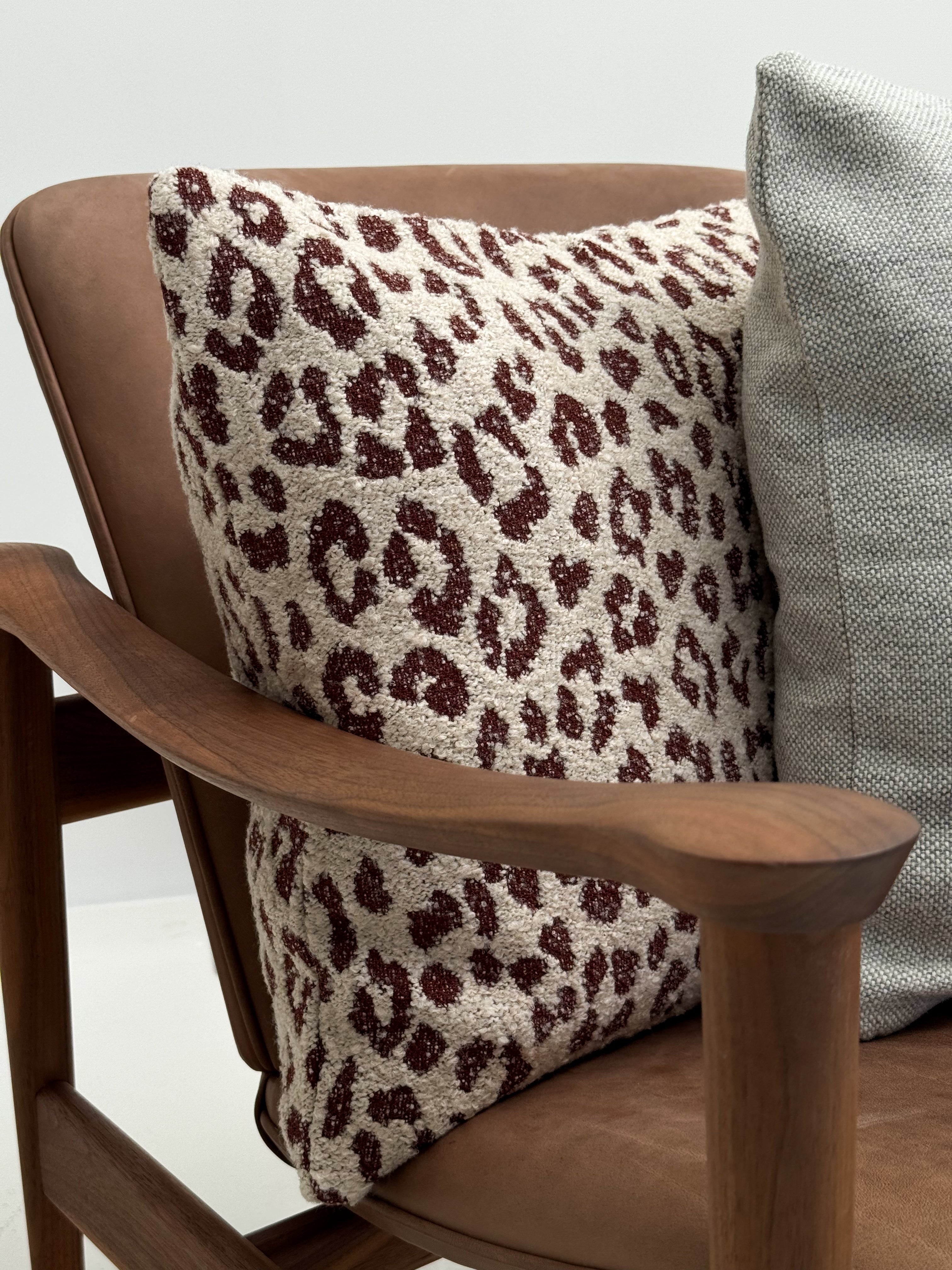 Organic Leopard Pillow - Dark Red 