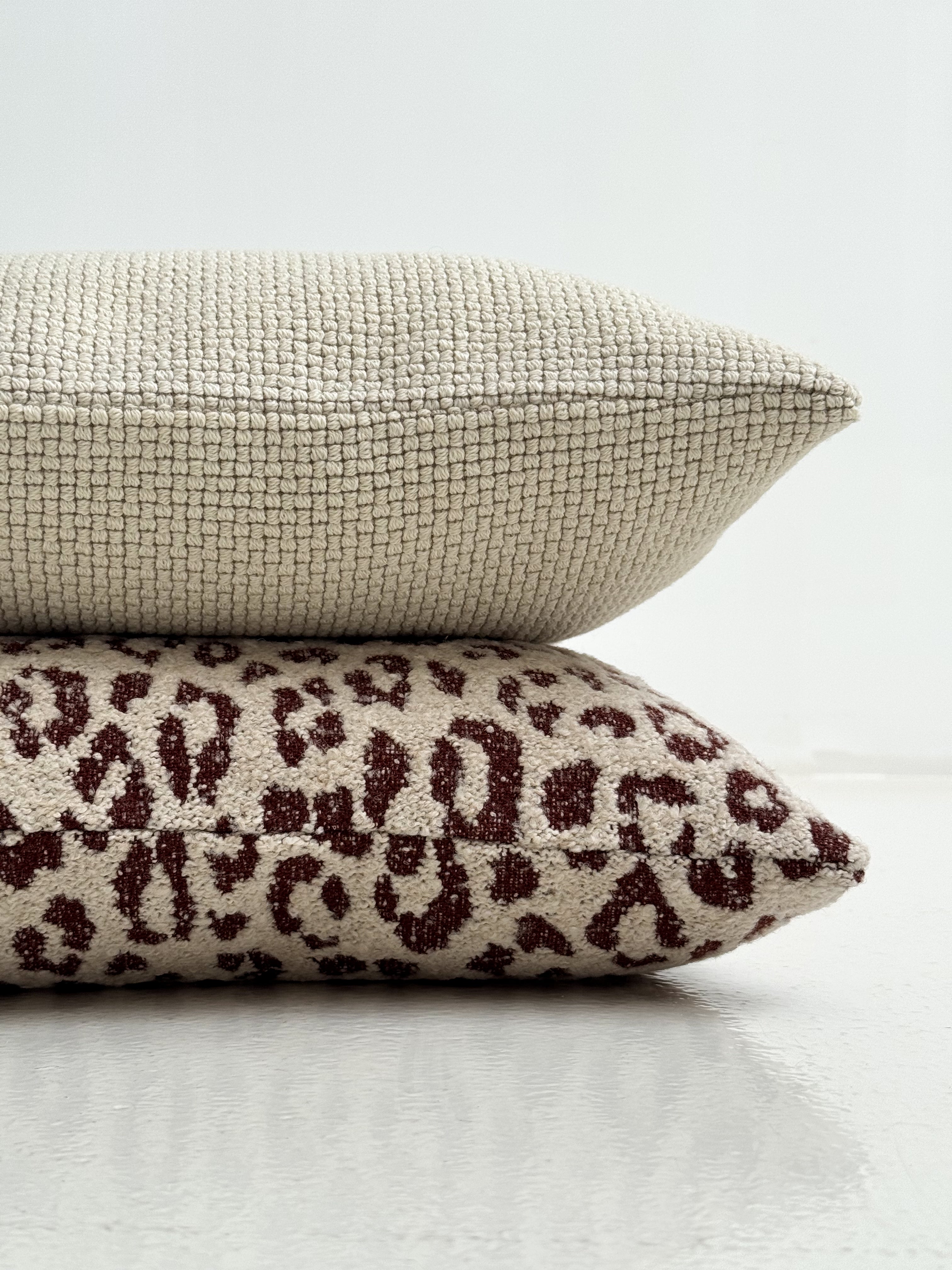 Organic Leopard Pillow - Dark Red 